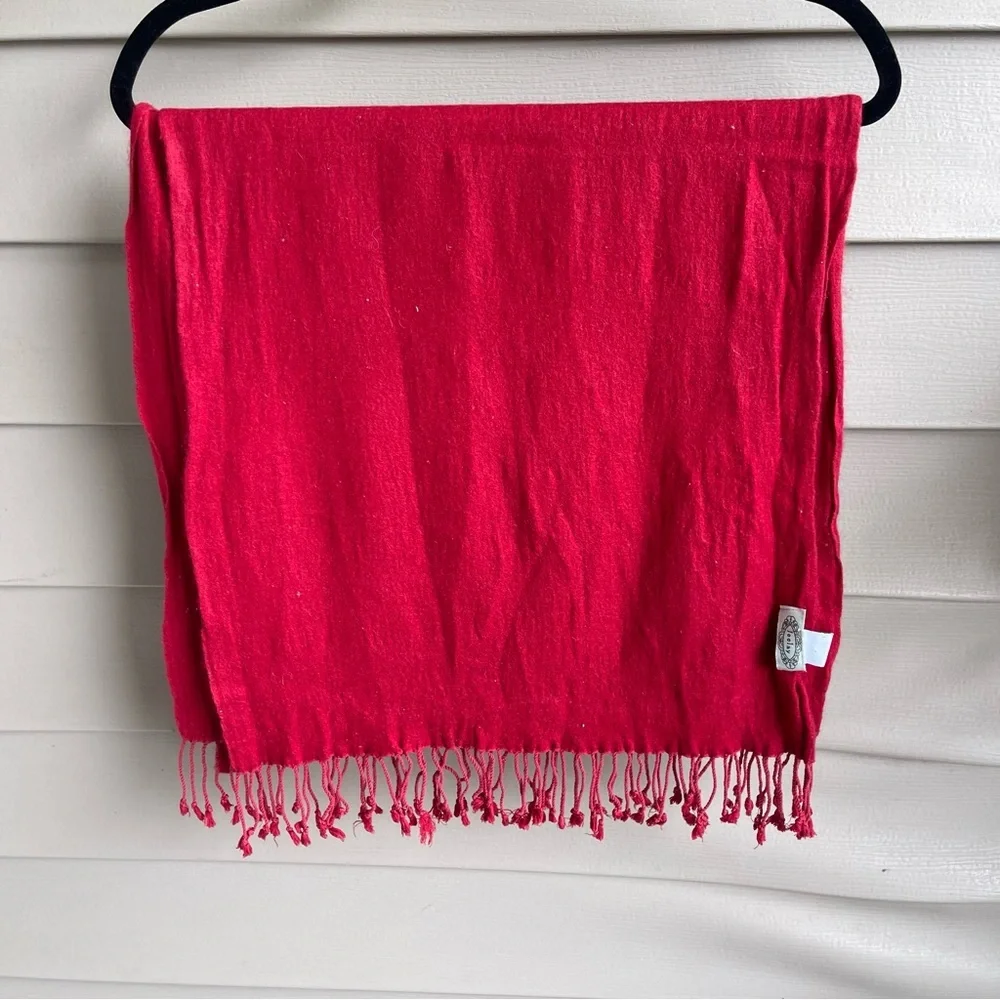 Joolay Cashmere Silk Red Scarf 67”‎ Holiday Christmas
